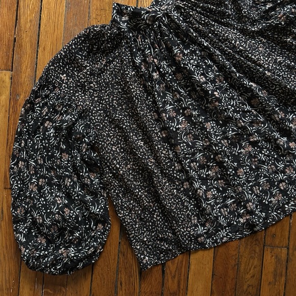 Ulla Johnson Floral Silk Balloon Sleeve Blouse Womens 6 Black White Coquette - Picture 11 of 11